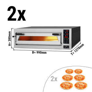 (2 Stück) Elektro Pizzaofen - 6+6x 35cm (Tief) - mit TouchScreen