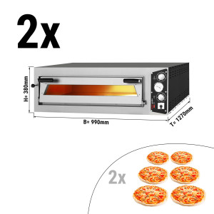 (2 Stück) Elektro Pizzaofen - 6+6x 35cm (Tief) - Manuell