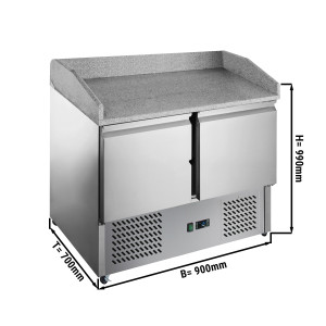 Saladette / Pizzakühltisch ECO - 0,9 x 0,7 m - mit 2 Türen & Granitplatte