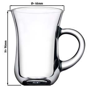 (48 Stück) Teeglas mit Henkel - IZMIR - 140 ml - 6er Set