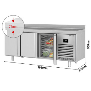 Tiefkühltisch PREMIUM PLUS - 1960x700mm - mit 3 Türen & mit Aufkantung