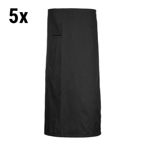 (5 Stück) Taillen-Schürze mit Tasche - Schwarz - Länge: 76 cm